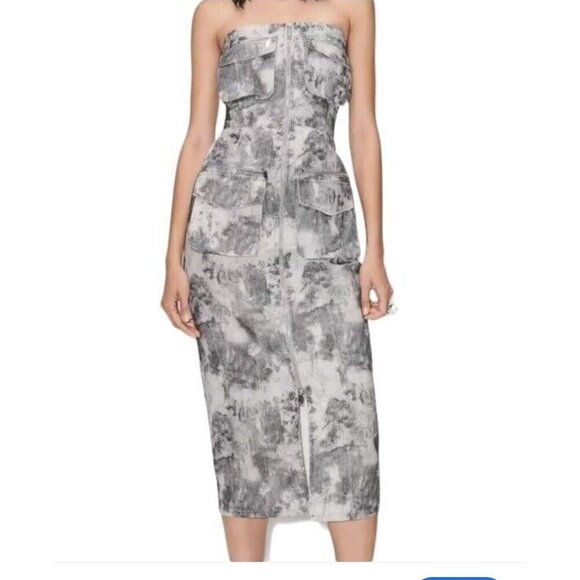 Zara  soft camo print Pocket Detail Bodycon Dress S - Picture 1 of 9